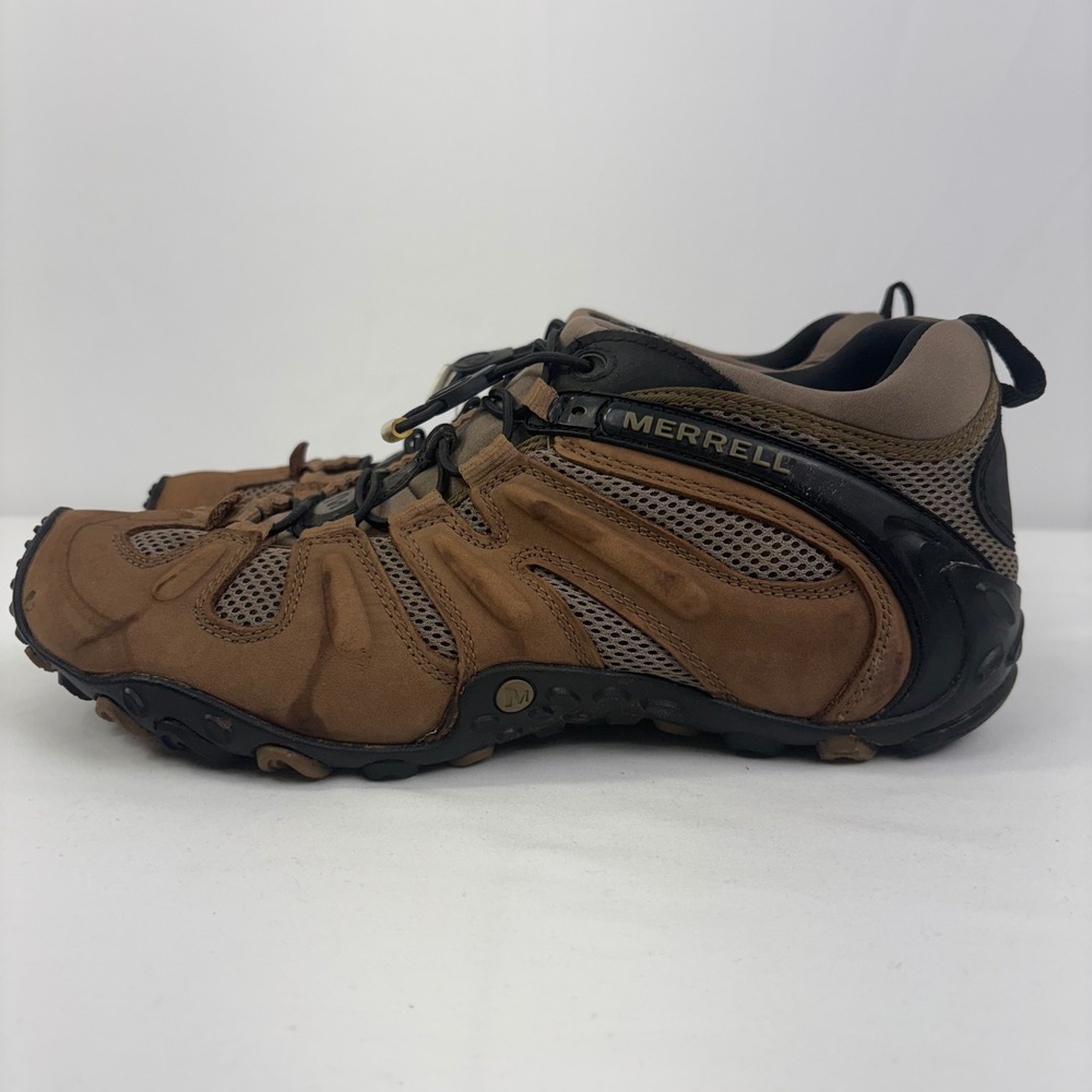 Merrell Mens Kangaroo Brown Leather Mesh Trail Hiking Shoes J21523 Size 10.5
